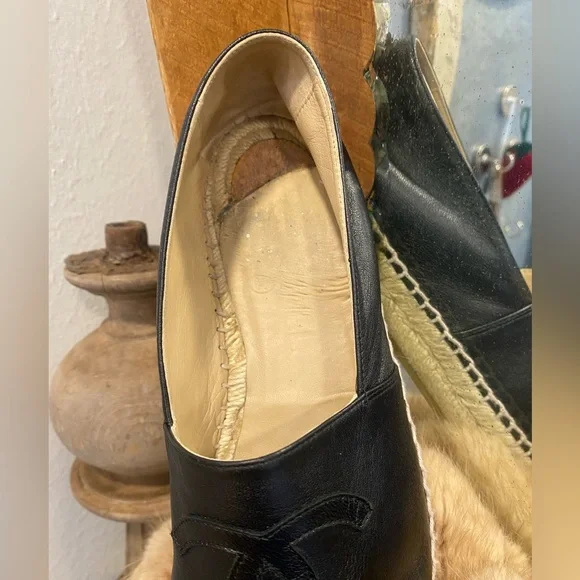 Authentic Chanel Black Leather Espadrille Shoes - Picture 6 of 16